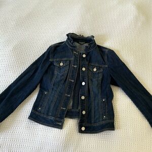 White House Jean jacket with ruffle collar